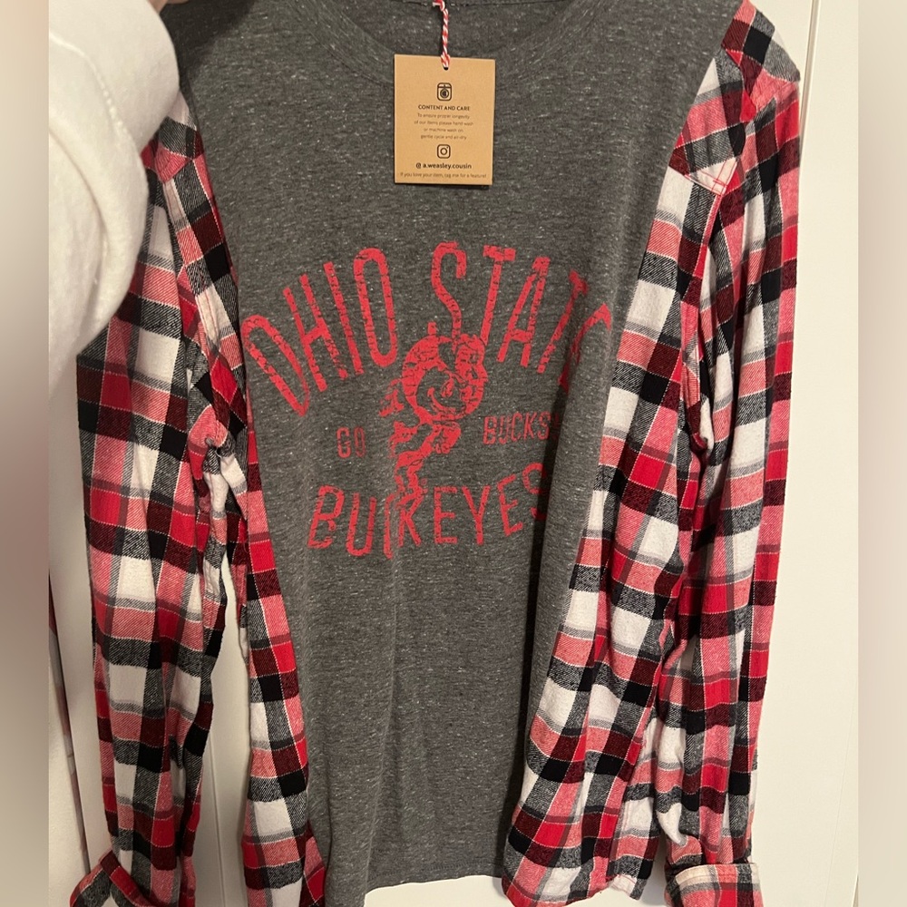 NWT handmade one of a kind Ohio State University long sleeve shirt